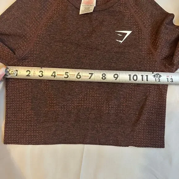 Gym Shark Dark Purple, Cropped, Long Sleeve, Seamless Athletic Top- S - Picture 7 of 8